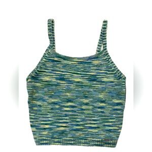 Hollister women’s green striped knit sleeveless top size S